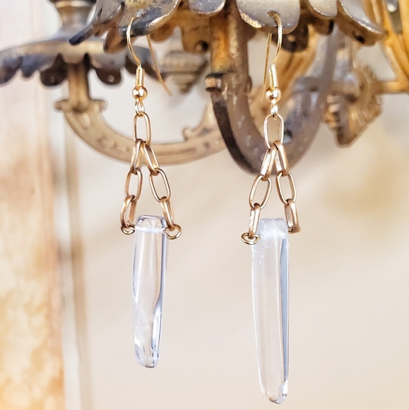 Handmade vintage glass bead earrings - Picture 2 of 3